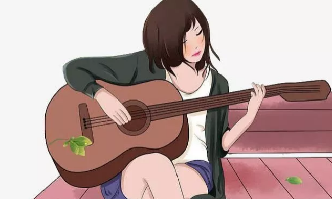 女生弹吉他手长